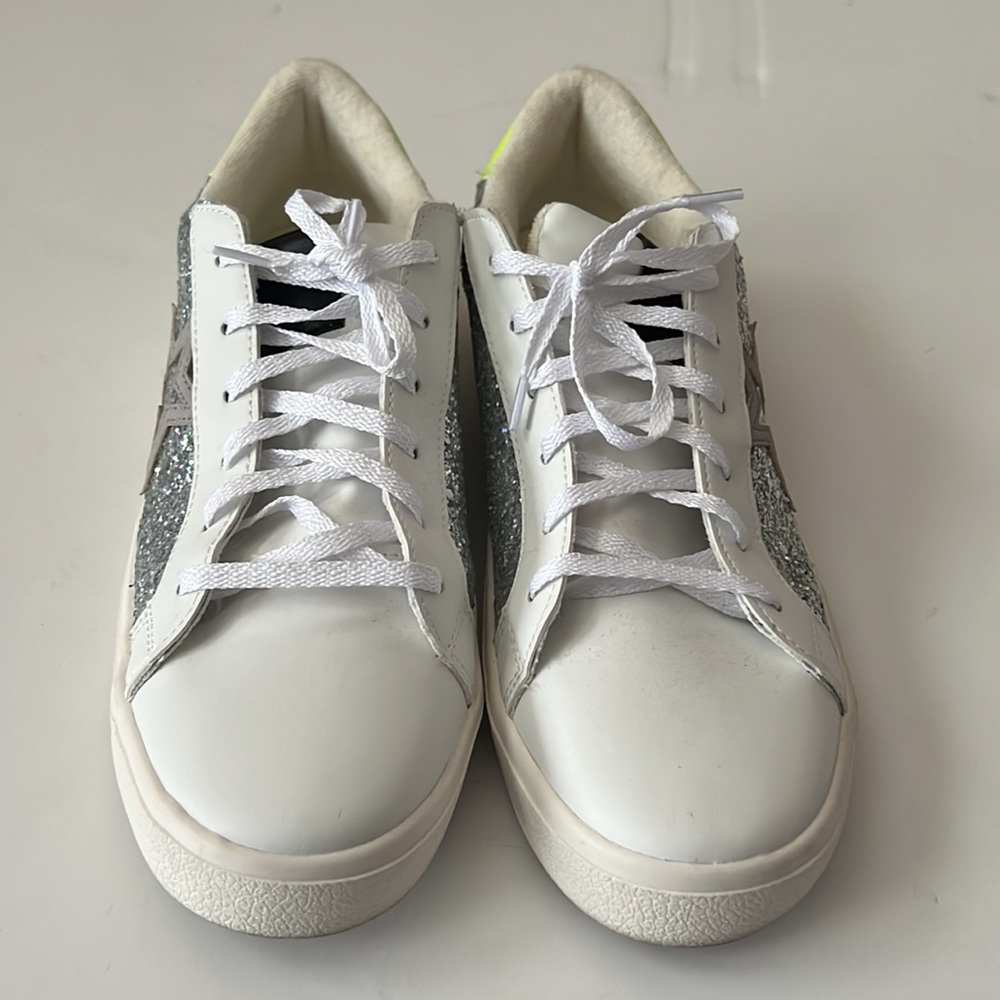 NOBO Silver Glitter W/Neon Green Accent Sneakers - Picture 4 of 9